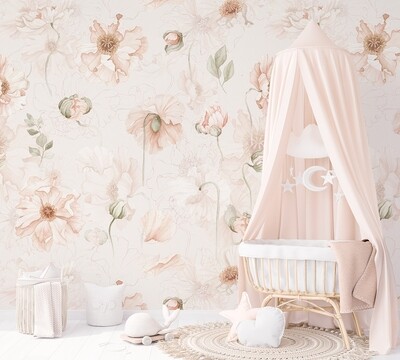 Nude Poppies Removable Wallpaper