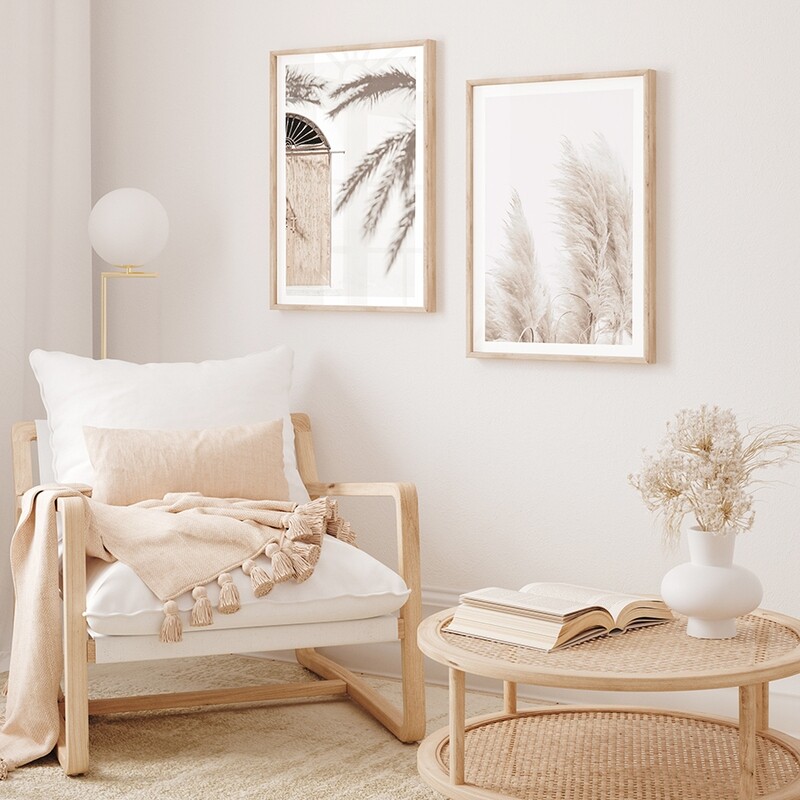 Palm Shadows & Coastal Pampas Grass (portrait) Set