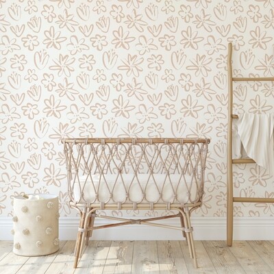 Minimal Boho Flowers Removable Wallpaper