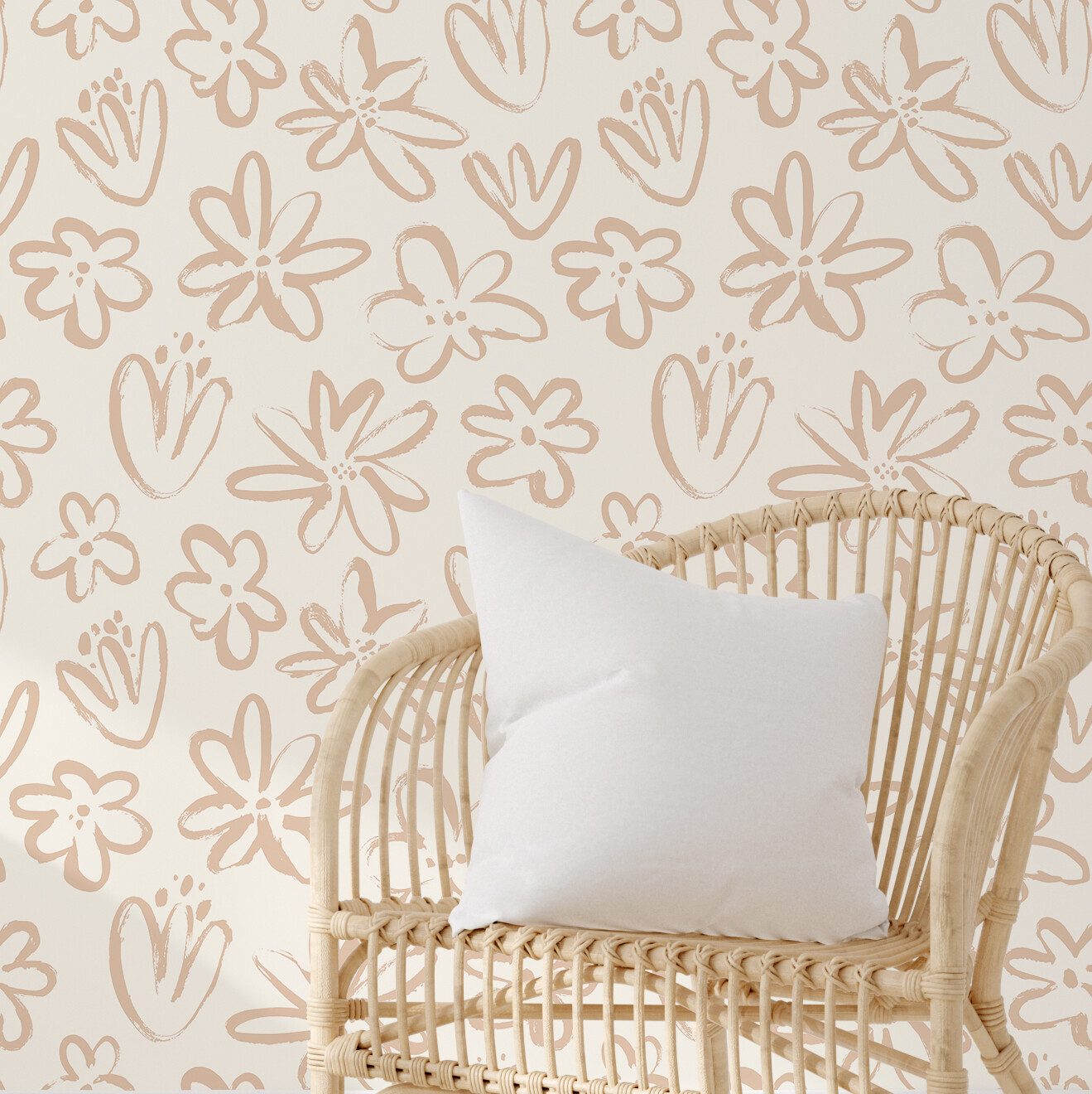 Minimal Boho Flowers Removable Wallpaper