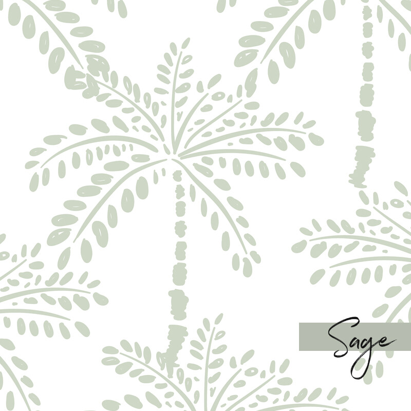 Caribbean Palms Removable Wallpaper (SAGE) 4.7 wide x 2.6 metres high
