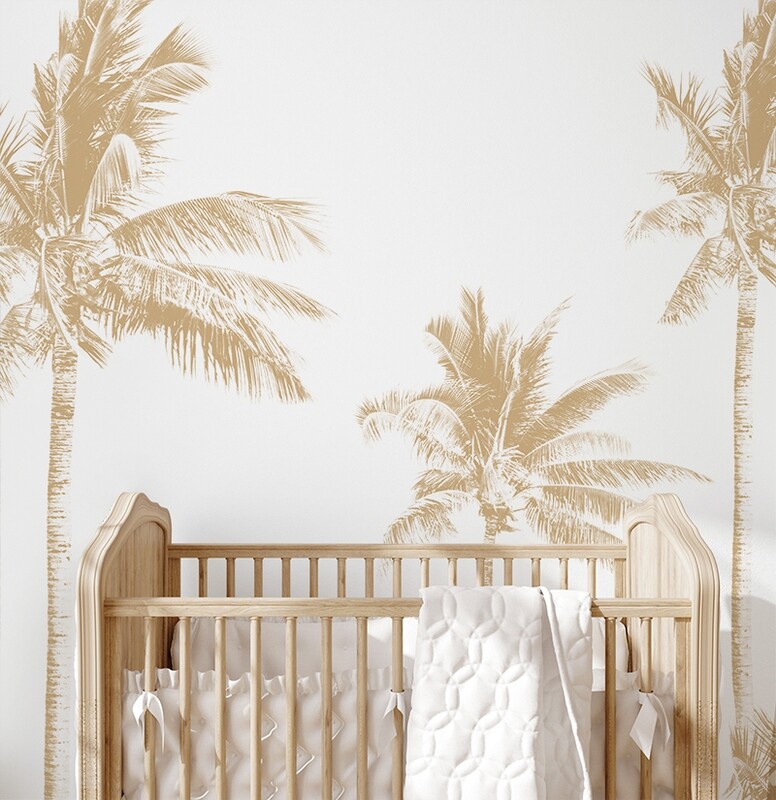 Faded Palms (Bali tone) Removable Wallpaper Mural