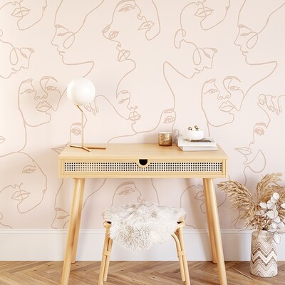 Femme Faces (Nude colourway) Removable Wallpaper