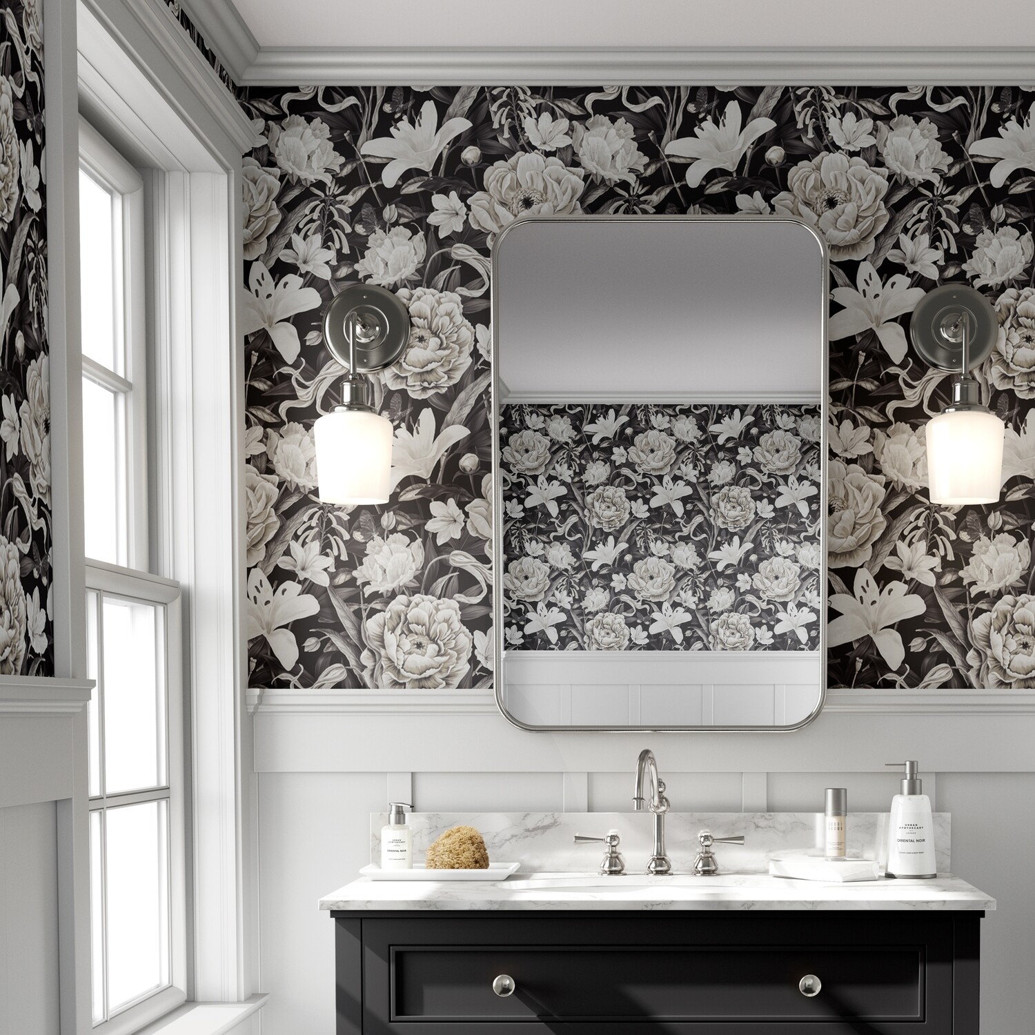 Noir Vintage Floral Removable Wallpaper