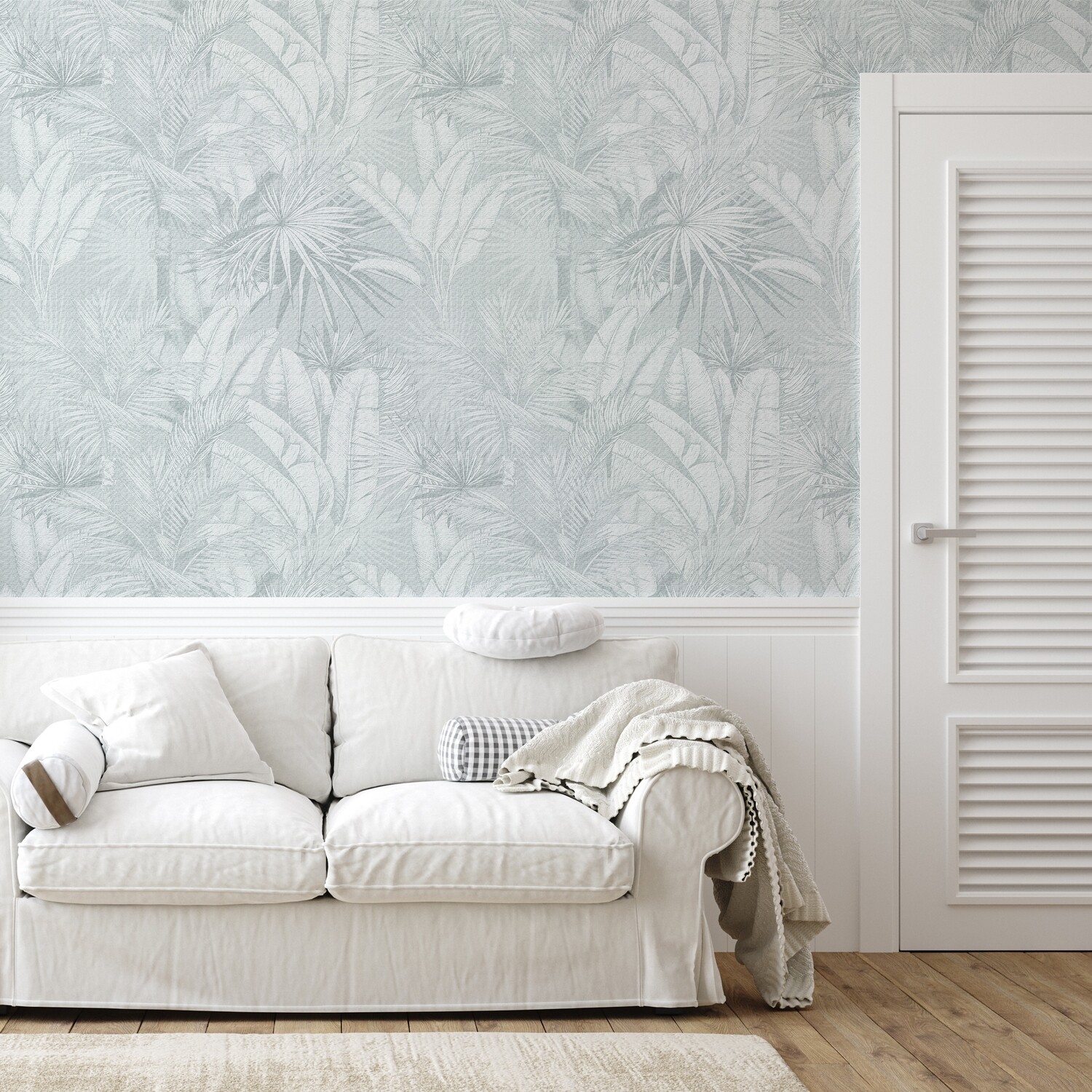Luxe Palms Removable Wallpaper - Duck Egg Blue