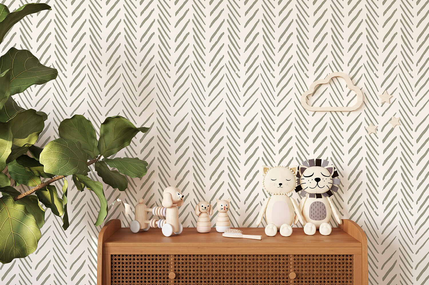 Modern Chevron (Sage) Removable Wallpaper