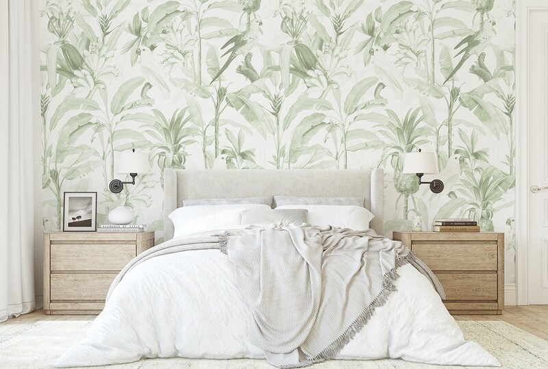 Tropical Jungle (Sage) Removable Wallpaper (2 tones)