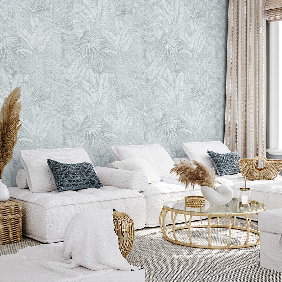 Luxe Palms Removable Wallpaper - Duck Egg Blue