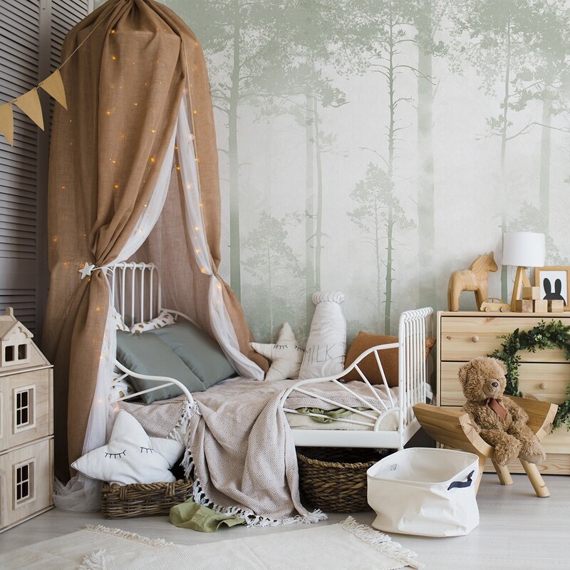 Gentle Forest Mural (Sage) Removable Wallpaper