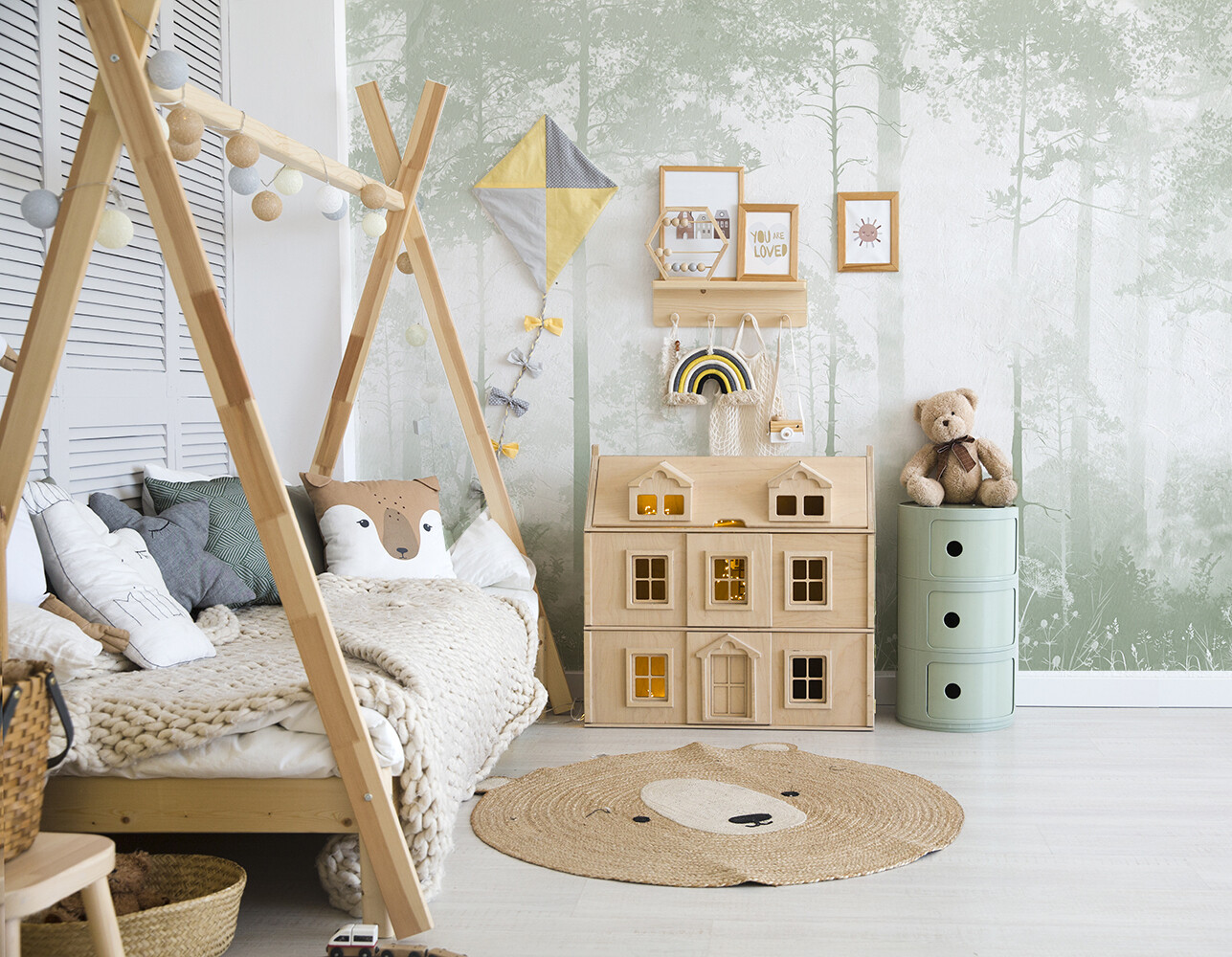 Gentle Forest Mural (Sage) Removable Wallpaper