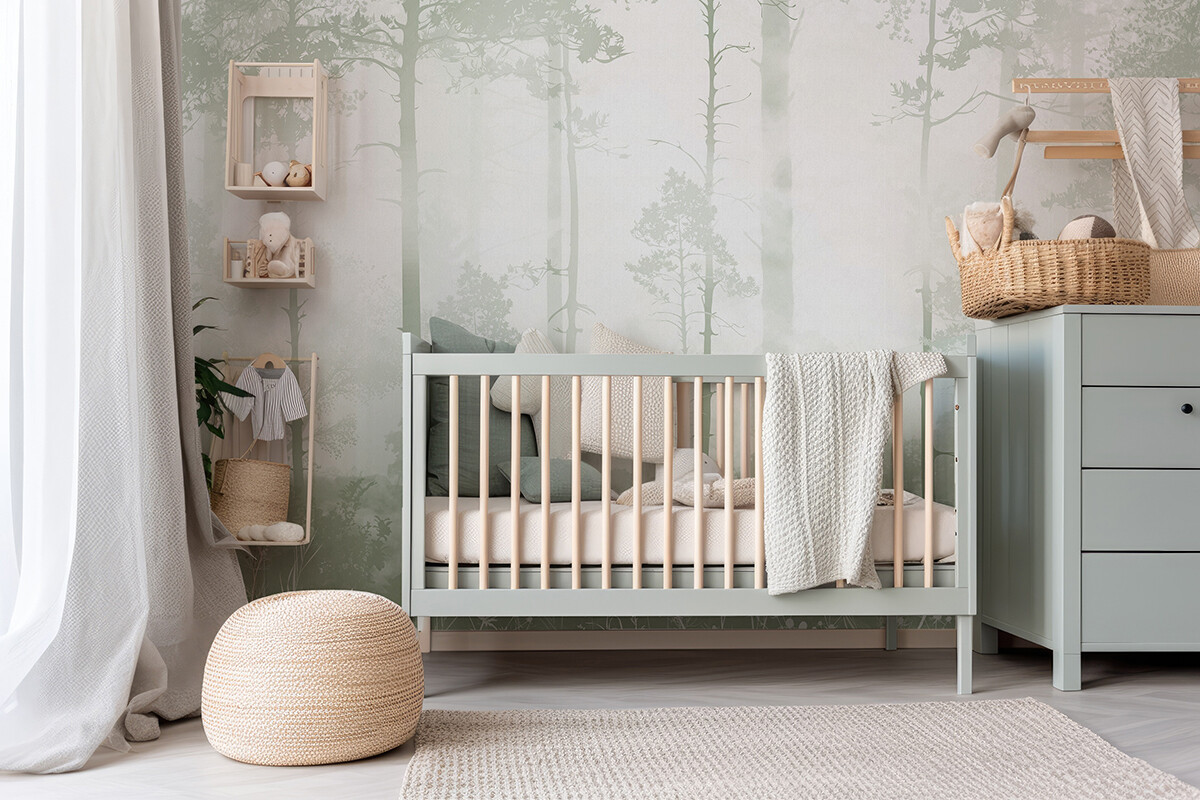 Gentle Forest Mural (Sage) Removable Wallpaper
