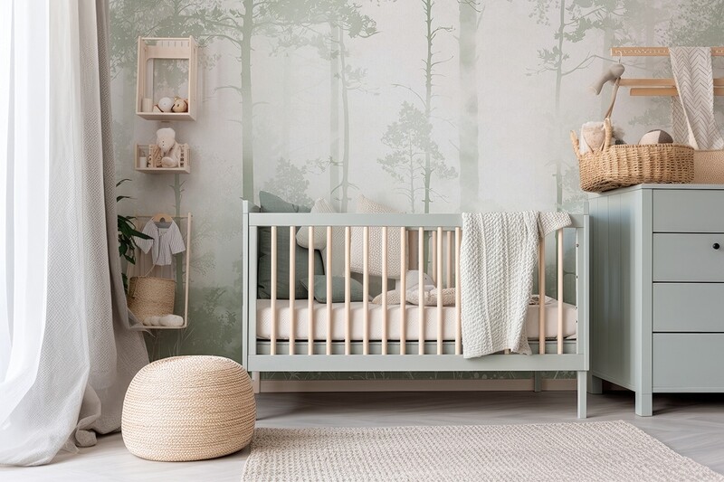 Gentle Forest Mural (Sage) Removable Wallpaper