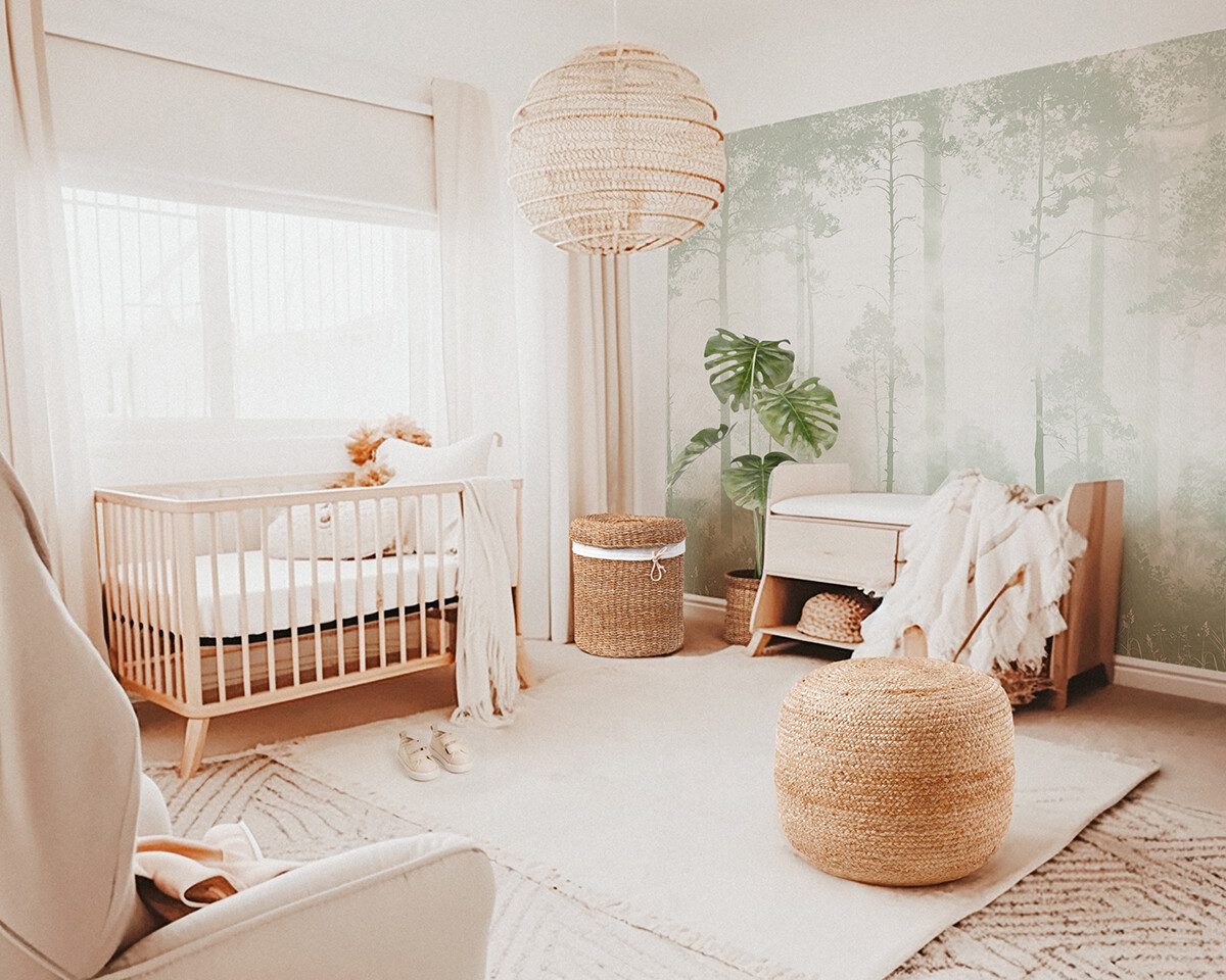 Gentle Forest Mural (Sage) Removable Wallpaper