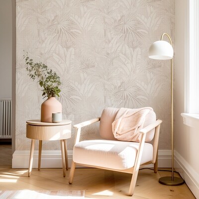 Luxe Palms Removable Wallpaper - Chai
