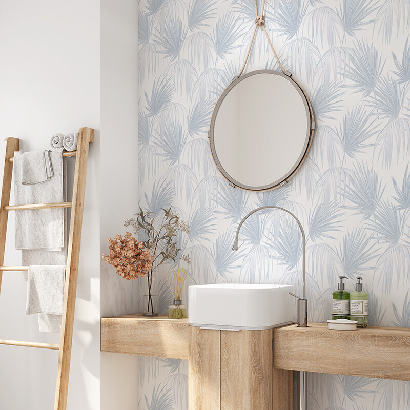 Tropical Fronds (Hamptons Blue) Removable Wallpaper