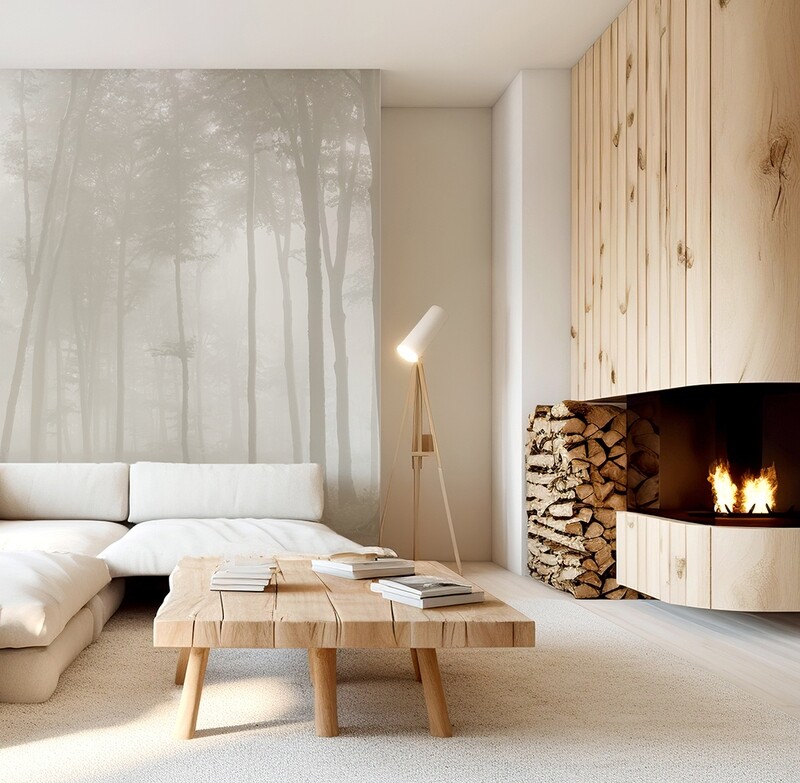 Misty Forest Mural Removable Wallpaper