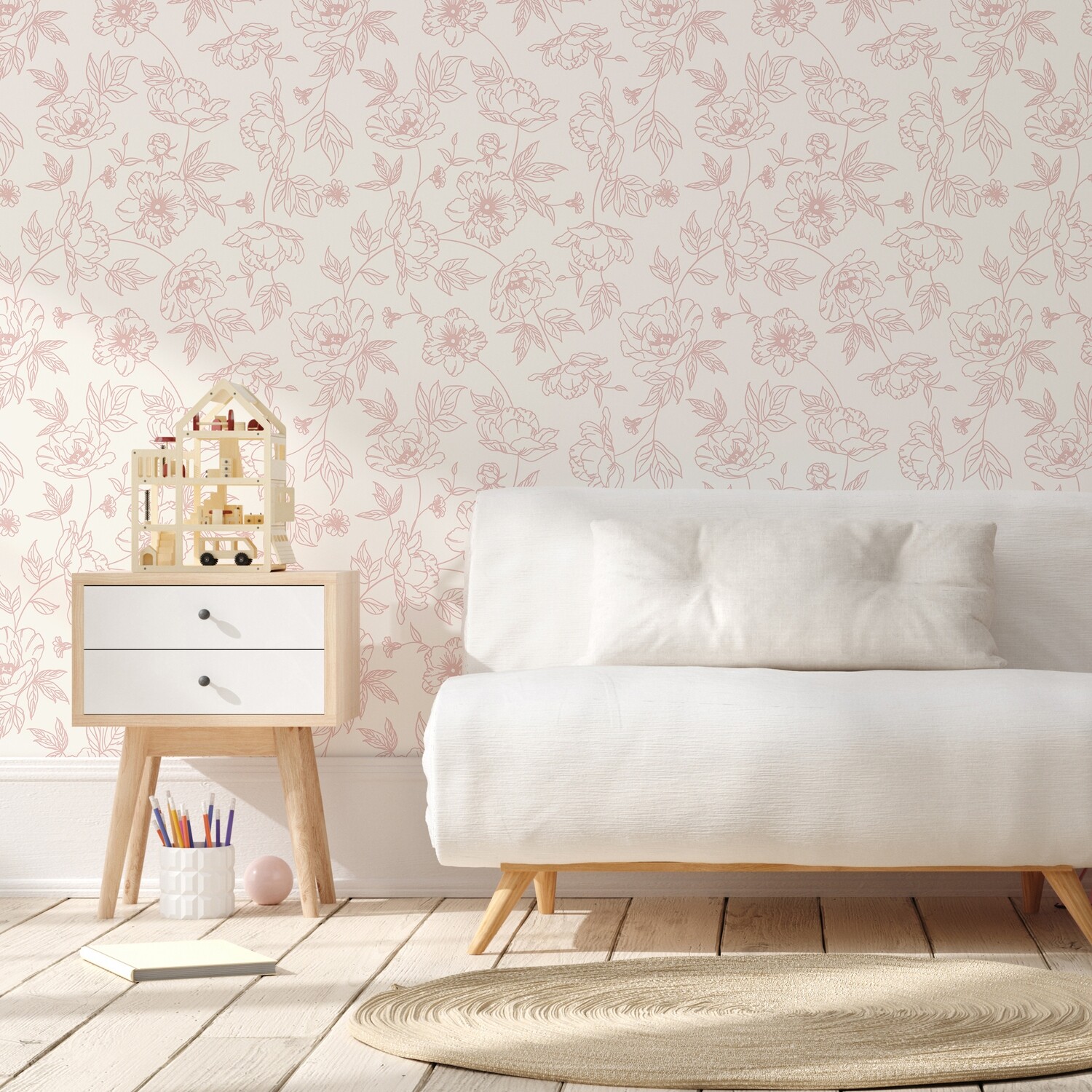 Peonies (Pink) Removable Wallpaper