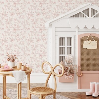 Peonies (Pink) Removable Wallpaper