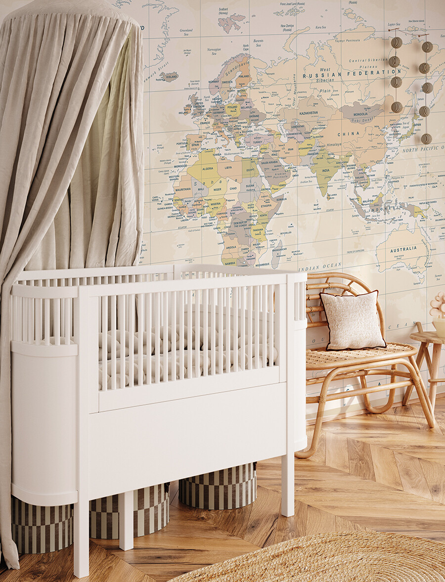 Neutral World Map Removable Wallpaper Mural