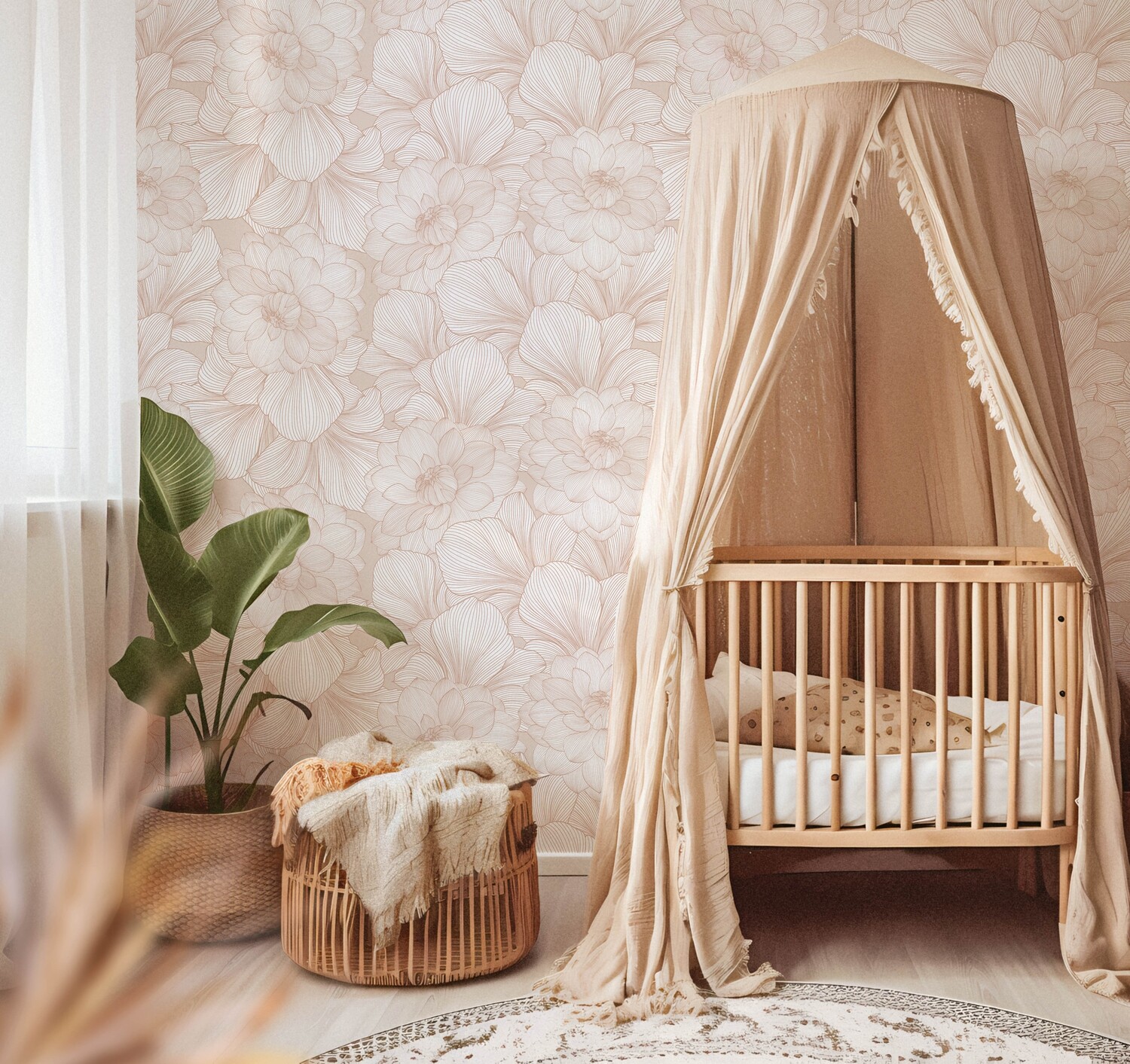 Florally Removable Wallpaper (Dusty Rose)
