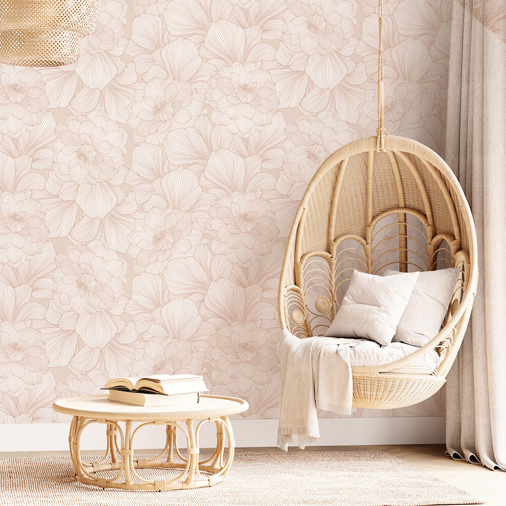 Florally Removable Wallpaper (Dusty Rose)