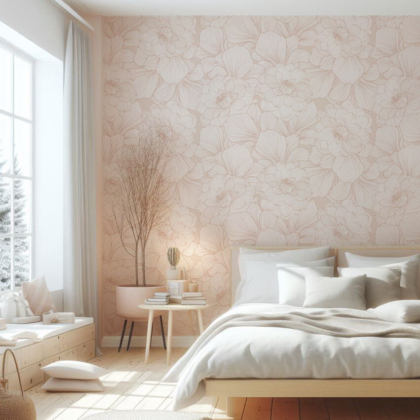 Florally Removable Wallpaper (Dusty Rose)