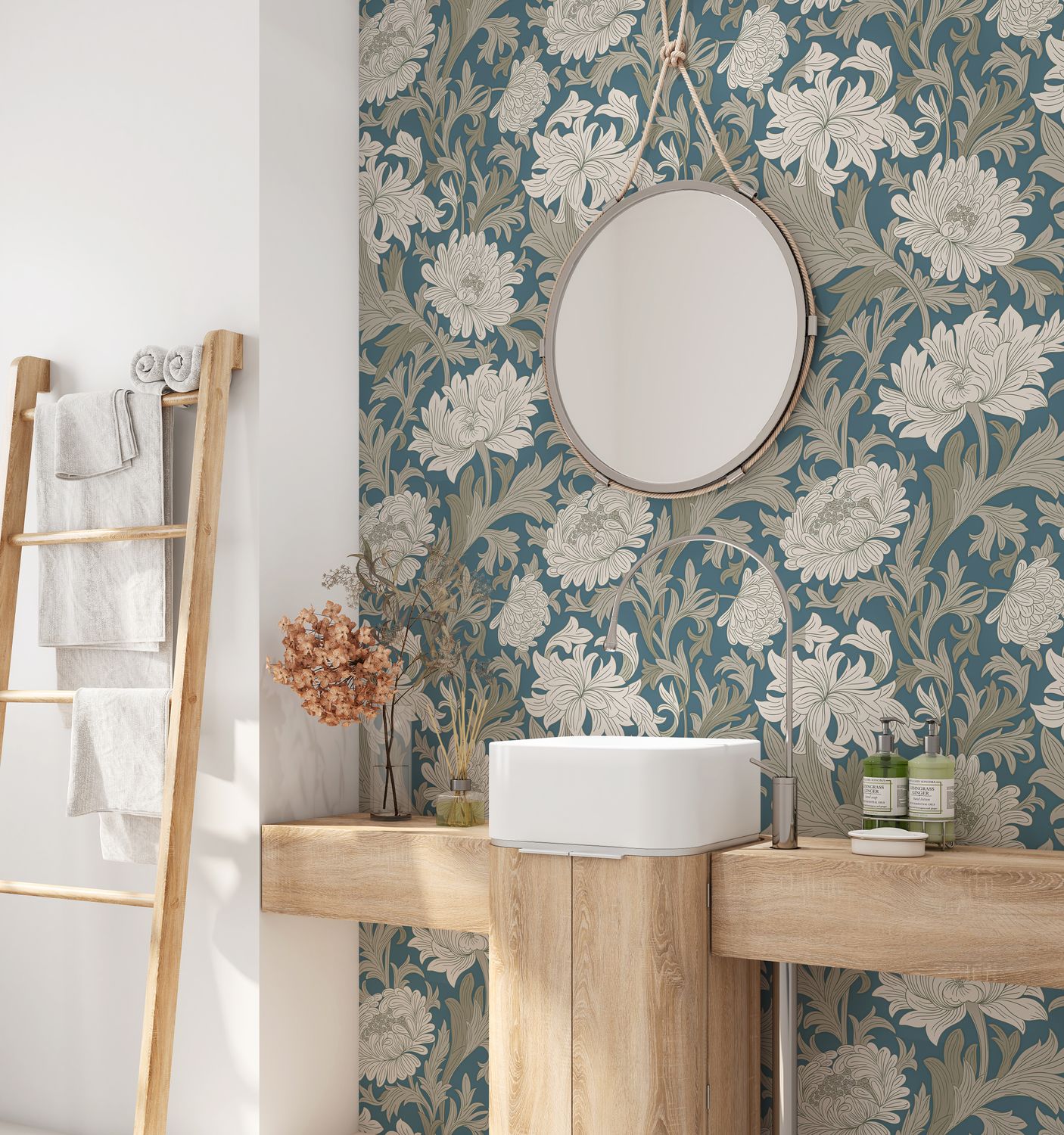 Chrysanthemum 1800 Removable Wallpaper (colour options)