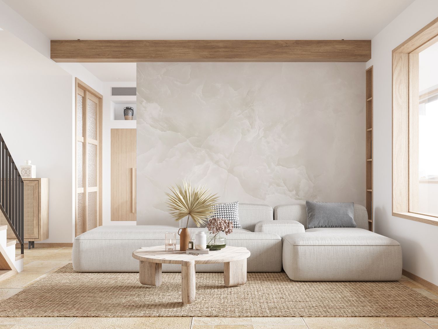 Beiluxe Removable Wallpaper (Beige marble look)