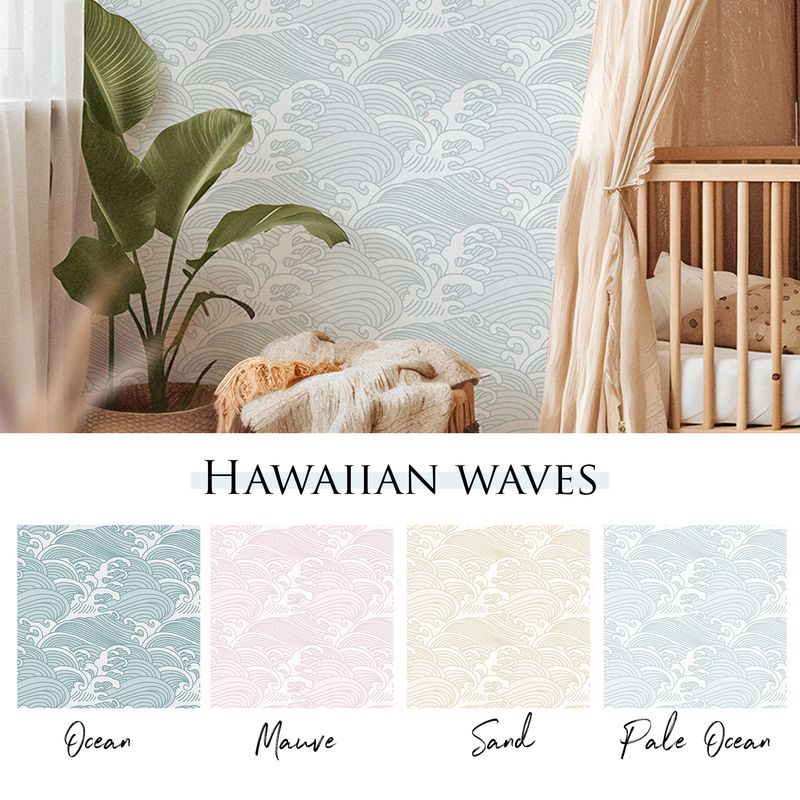 Hawaiian Waves Removable Wallpaper (colour options)