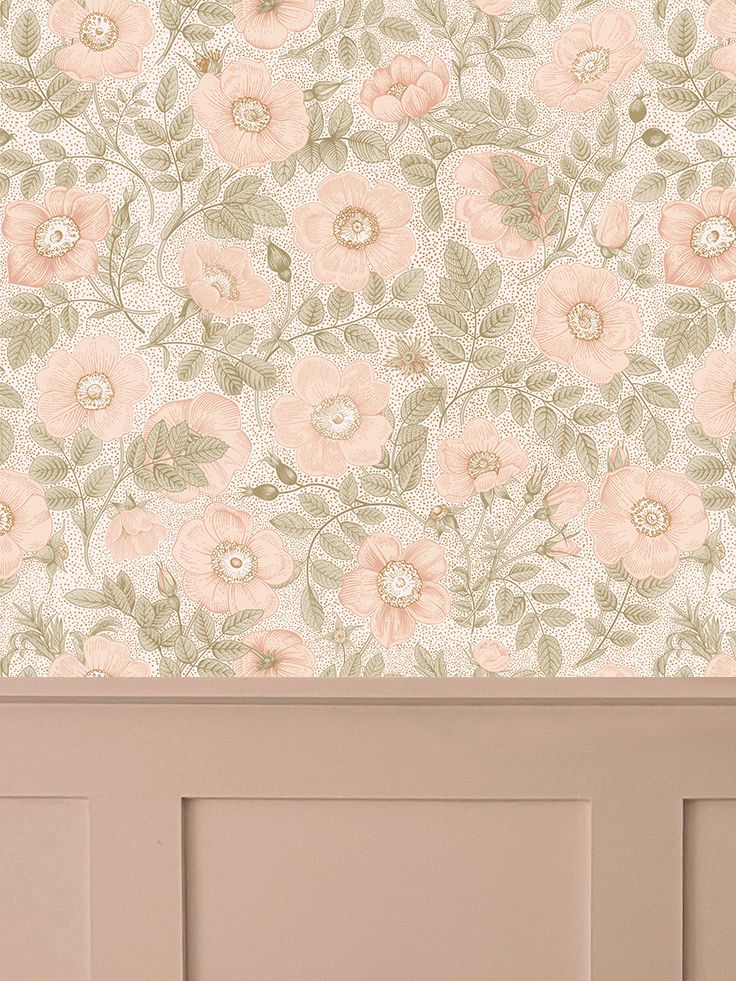 Peachy Poppies Removable Wallpaper