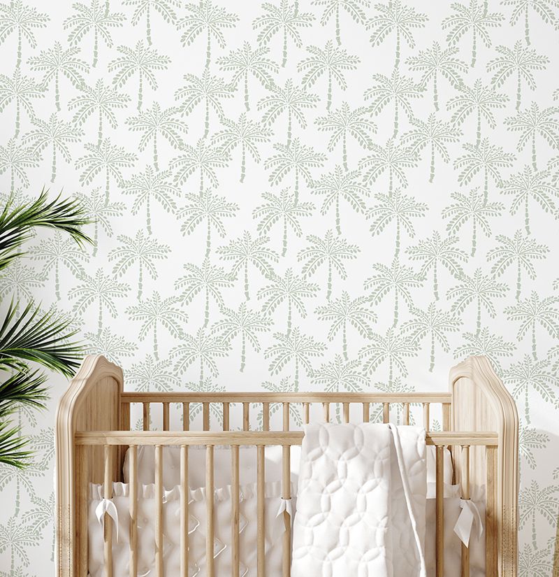 Caribbean Palms Removable Wallpaper (SAGE) 4.7 wide x 2.6 metres high