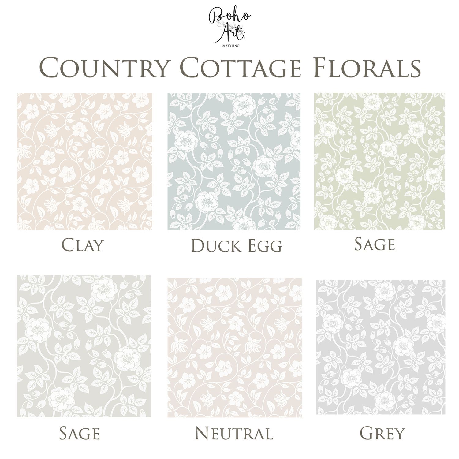 Country Cottage Florals (colour options)