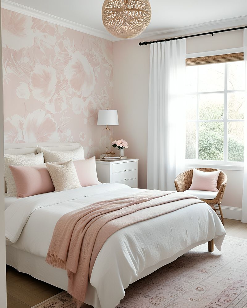 Blush Floral Bouquet (Pink) Removable Wallpaper