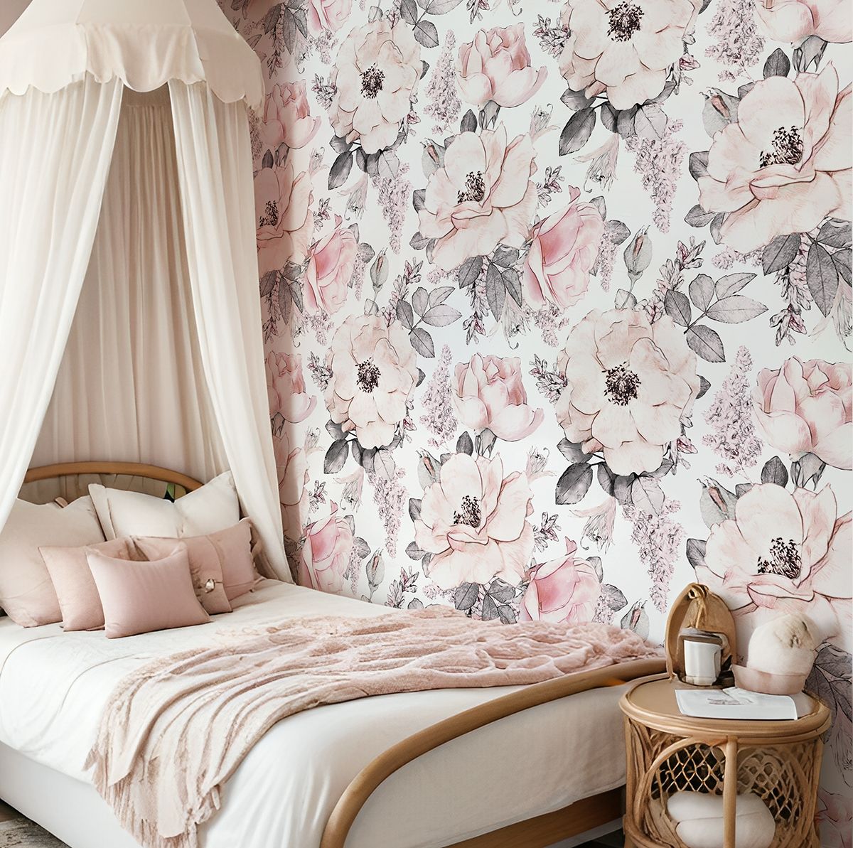 Snow Roses Removable Wallpaper