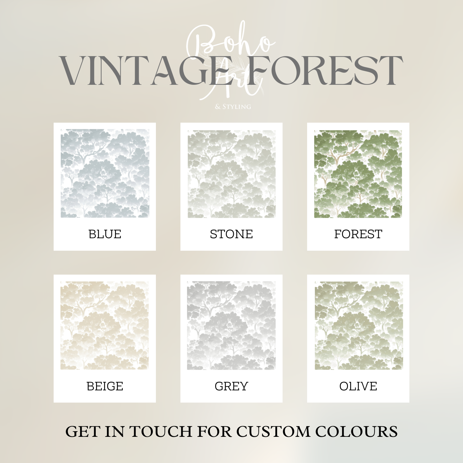 Vintage Forest Removable Wallpaper (colour options)