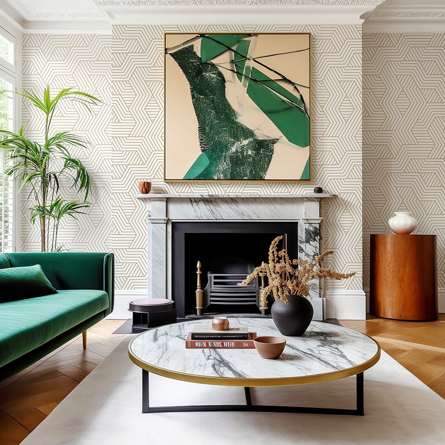 Gold Geometric Removable Wallpaper