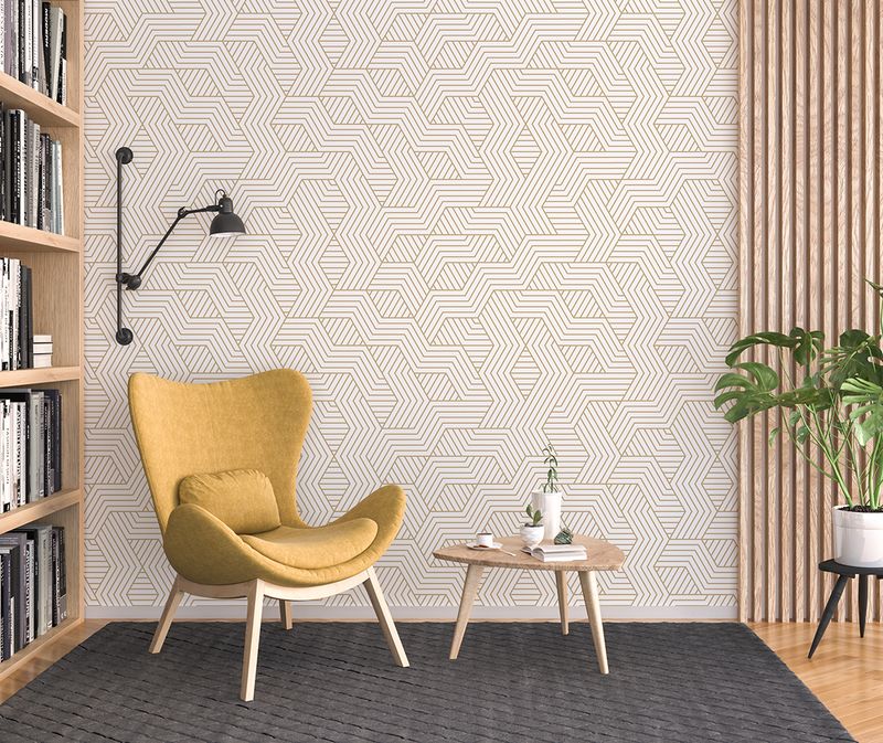 Gold Geometric Removable Wallpaper