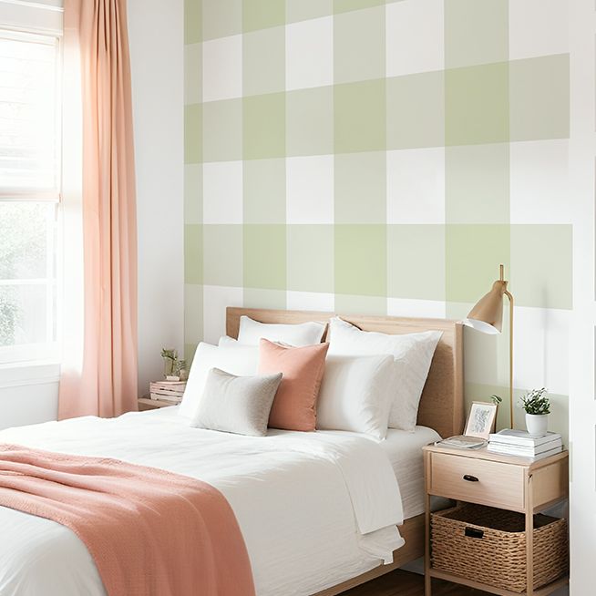 Traditional Gingham Checks XL (any colour) Removable Wallpaper