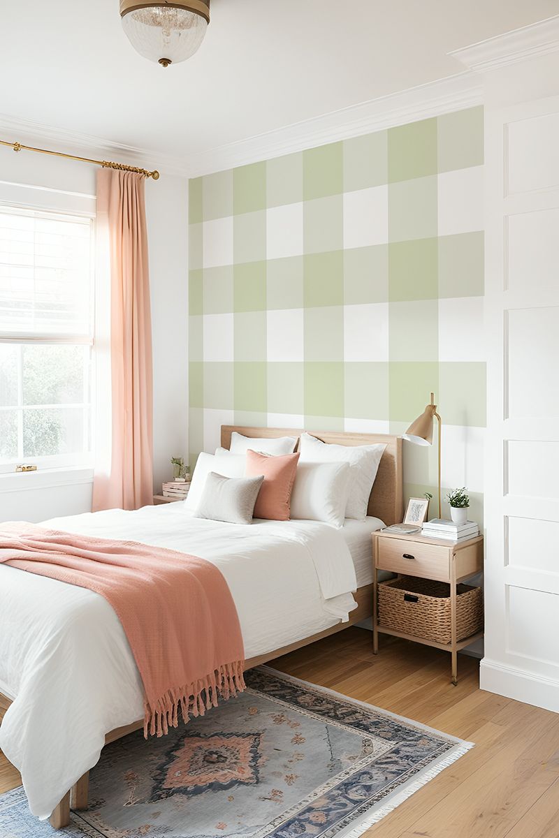 Traditional Gingham Checks XL (any colour) Removable Wallpaper