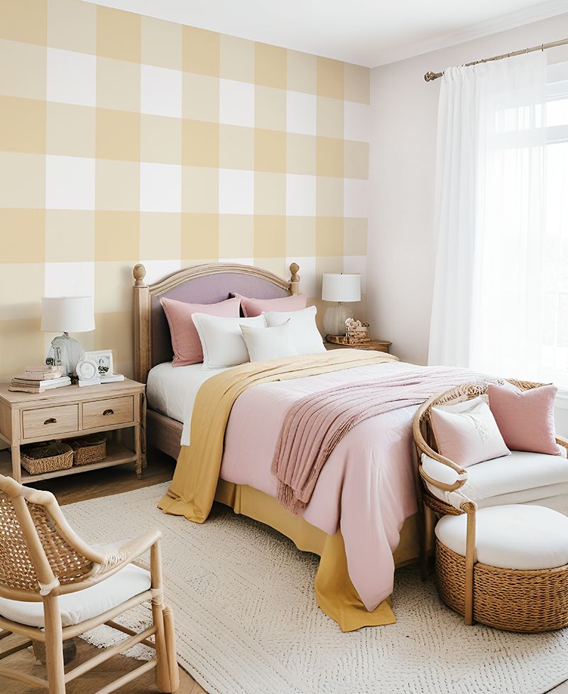 Traditional Gingham Checks XL (any colour) Removable Wallpaper