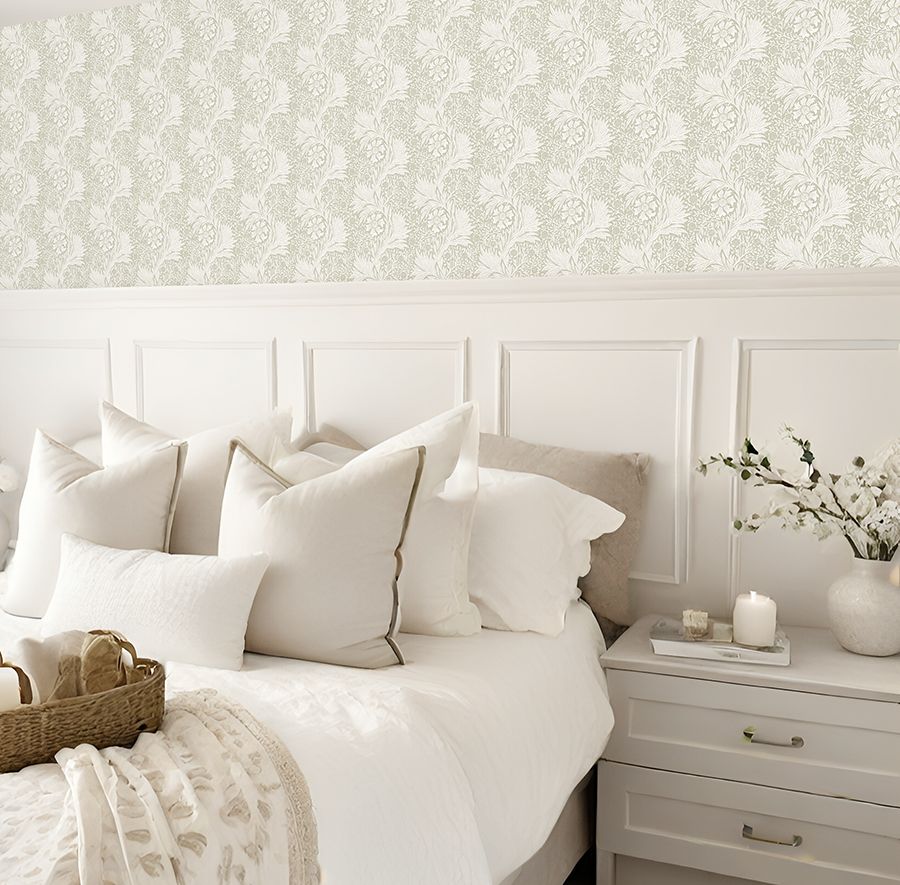 Delicate Foliage (Pale Sage) Removable Wallpaper