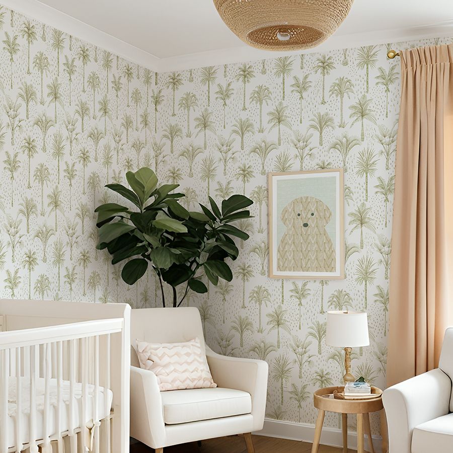 Bronzed Palms (Sage) Removable Wallpaper