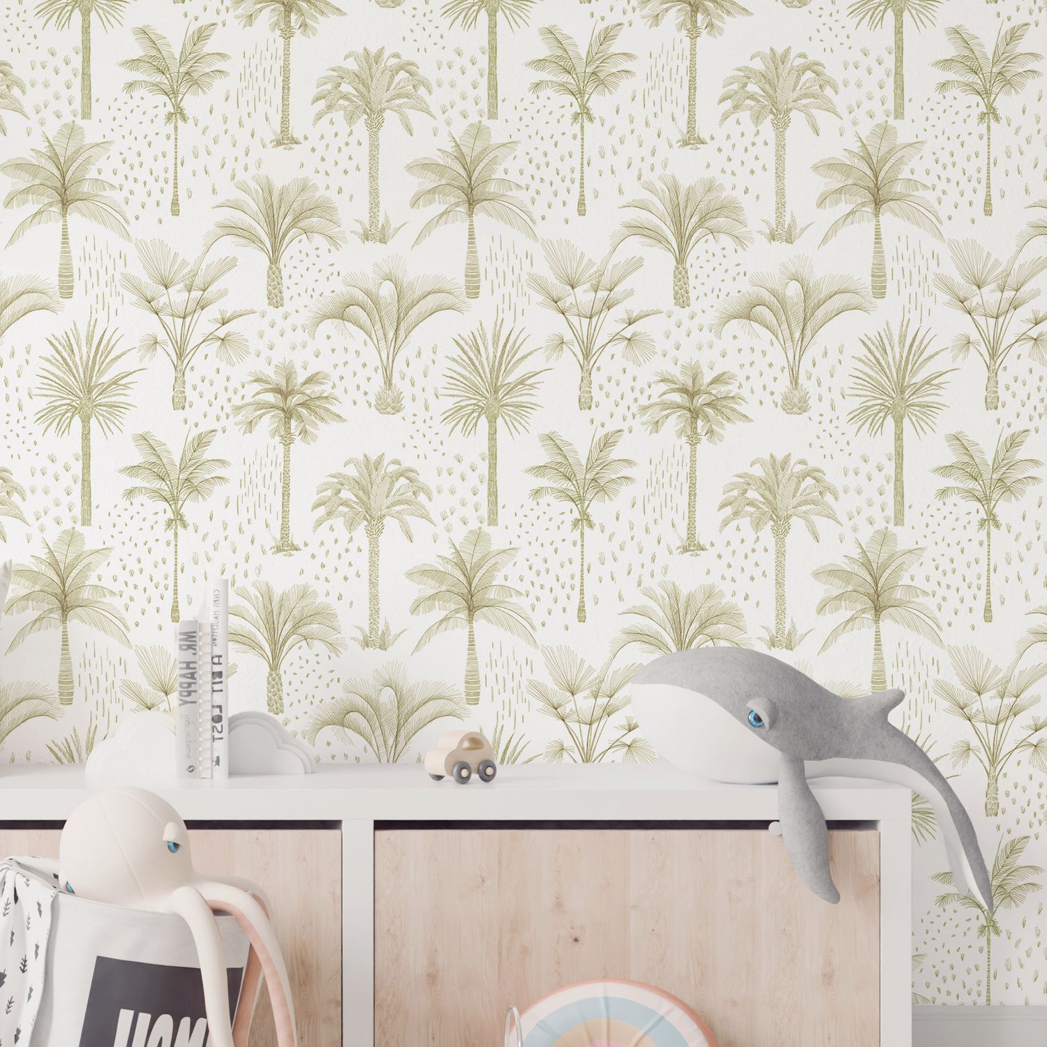 Bronzed Palms (Sage) Removable Wallpaper