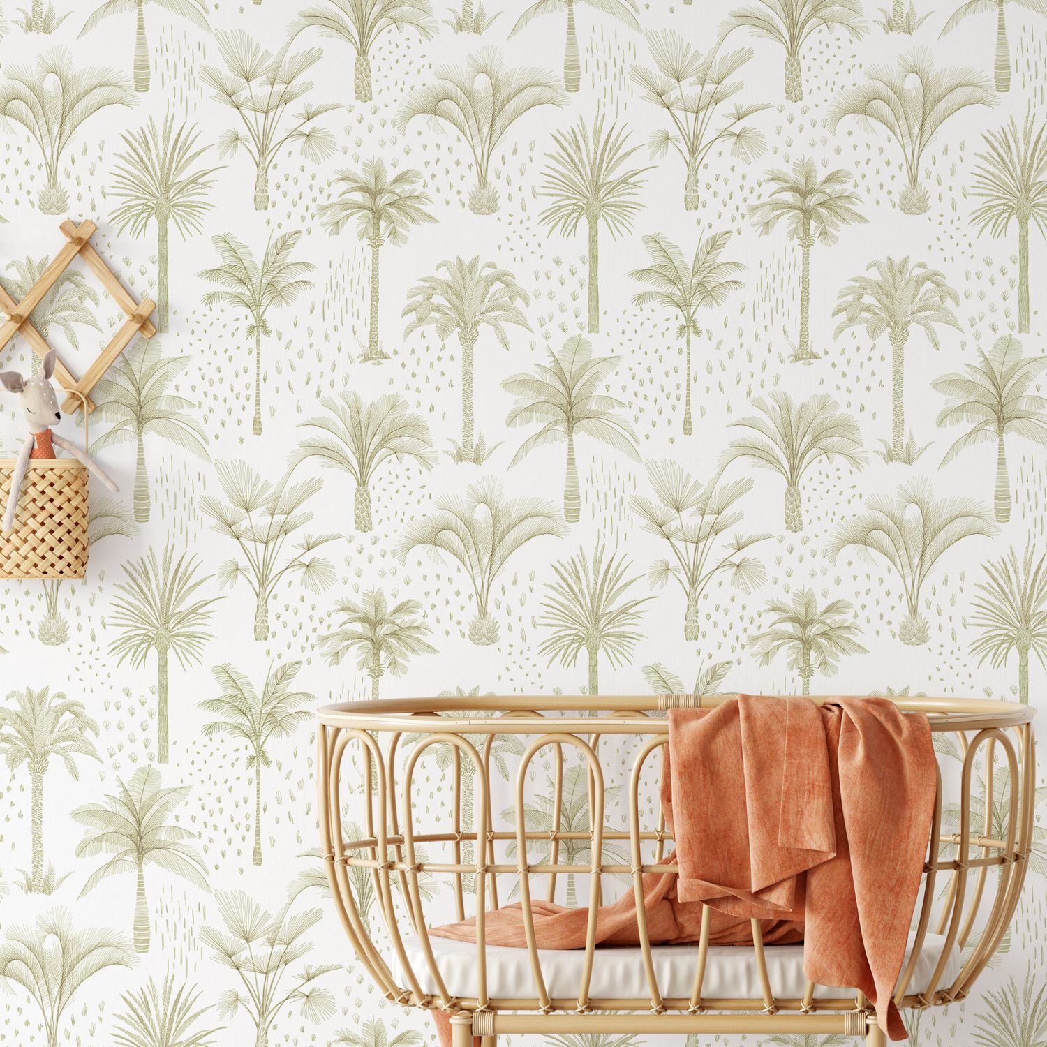 Bronzed Palms (Sage) Removable Wallpaper