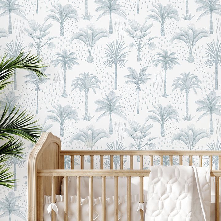 Bronzed Palms (Blue) Removable Wallpaper