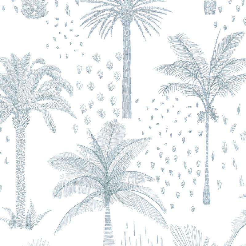 Bronzed Palms (Blue) Removable Wallpaper