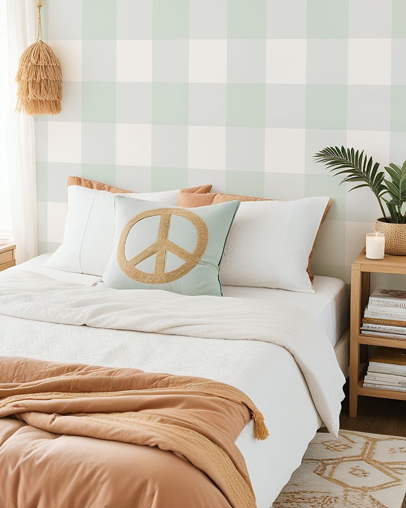 Traditional Gingham Checks XL (any colour) Removable Wallpaper