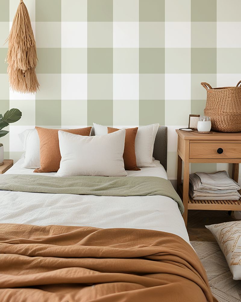 Traditional Gingham Checks XL (any colour) Removable Wallpaper