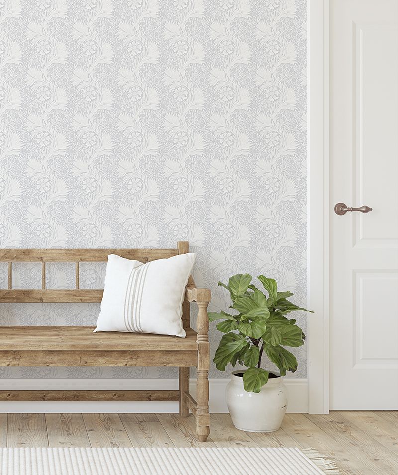 Delicate Foliage (Pale Grey) Removable Wallpaper