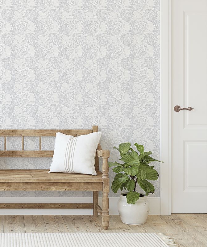 Delicate Foliage (Pale Grey) Removable Wallpaper